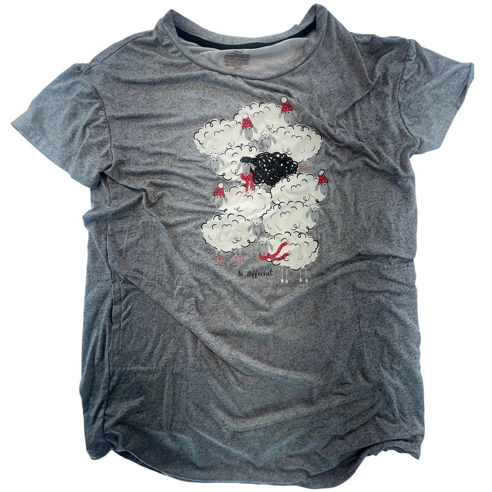 Secret Treasures Women's Sheep‎ Pajama T-Shirt Sleep Top S/M Gray Be Different
